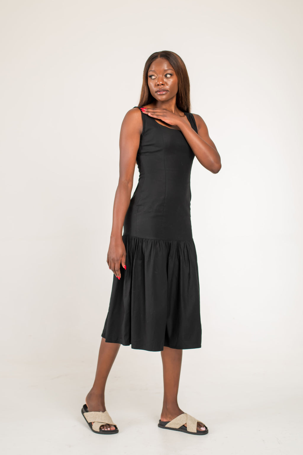 Drop-waist midi-dress