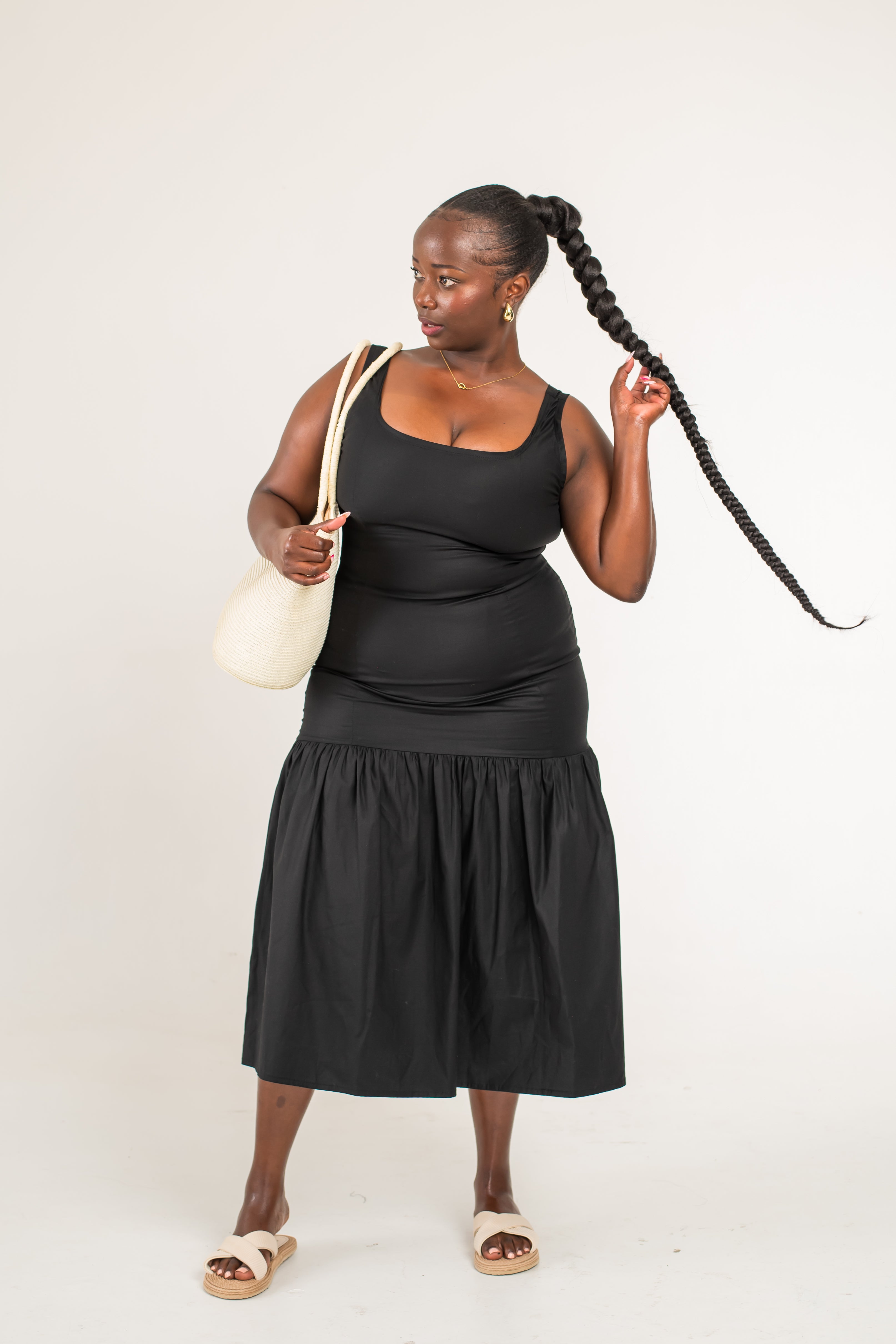 Drop-waist midi-dress